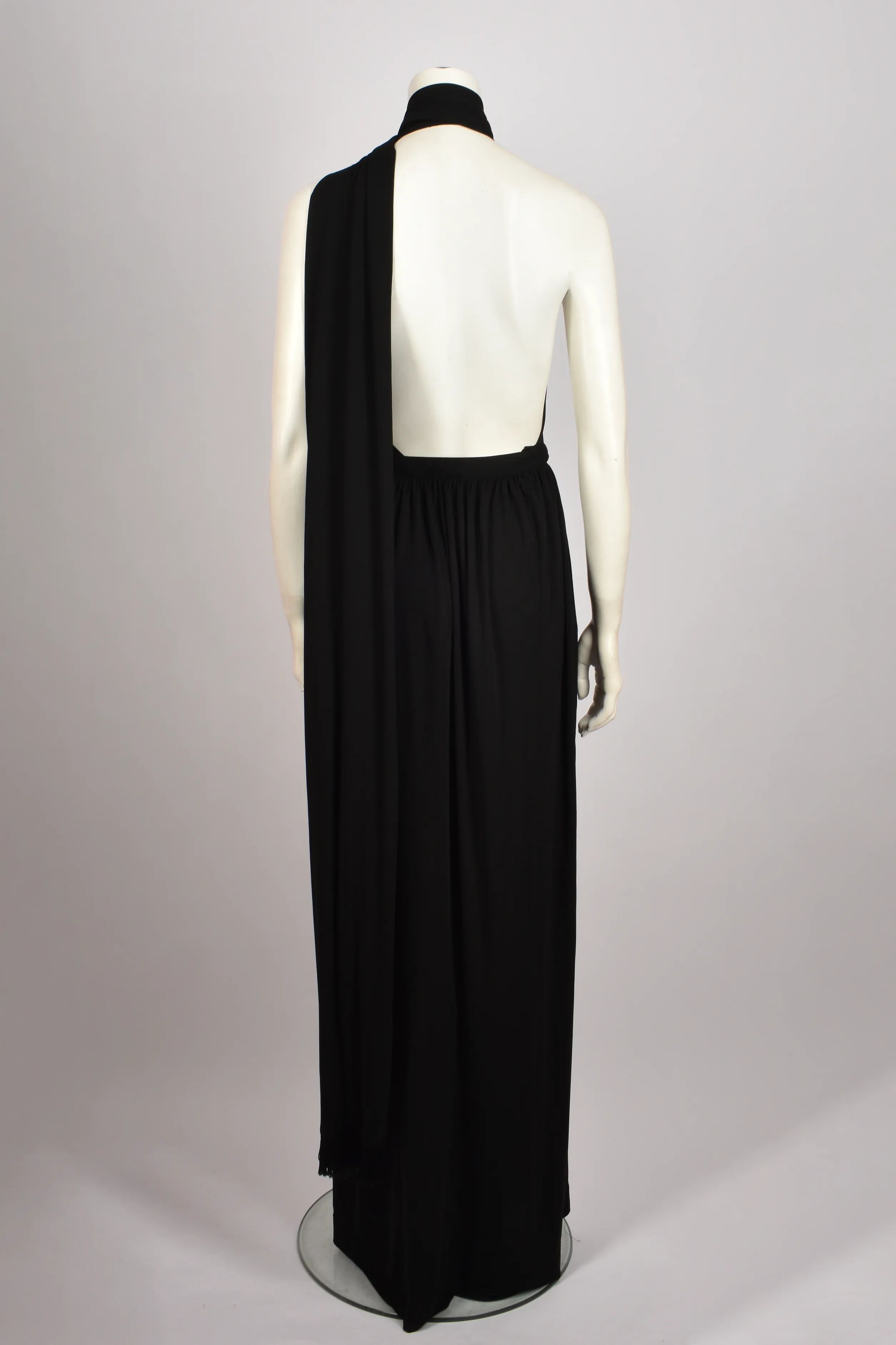 1970S YVES SAINT LAURENT HALTER NECK MAXI DRESS