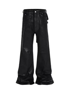 1984 Black Wax Coated Flare Jeans