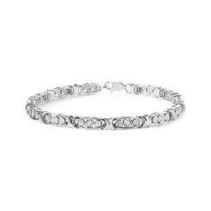 .925 Sterling Silver 1/4 Cttw Round Diamond Link Bracelet - Size 7.50" - (I-J Color, I2-I3 Clarity)