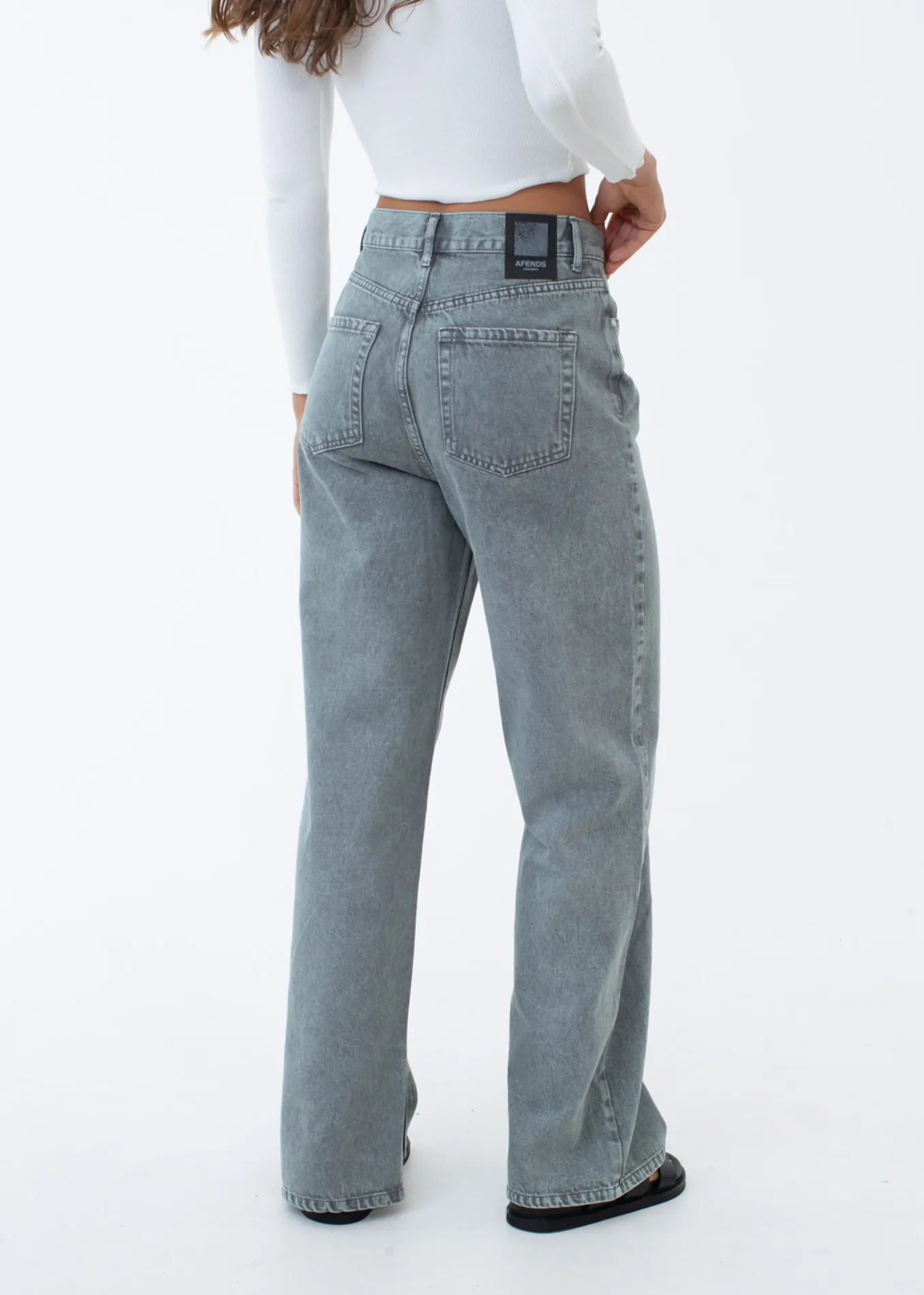 AFENDS Womens Bella - Denim Baggy Jeans - Faded Steel