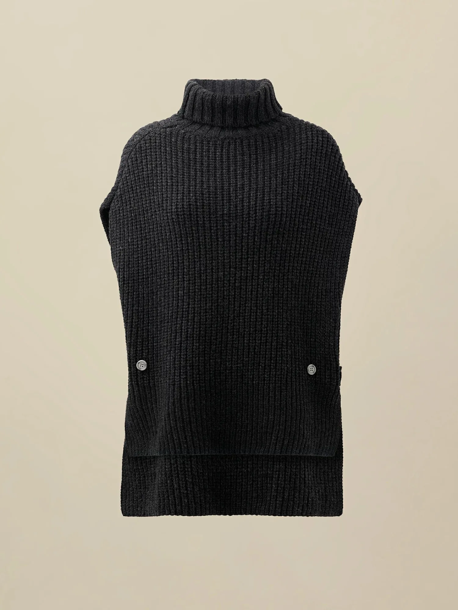 Amoretu 100% Wool Turtleneck Sleeveless Knit Vest