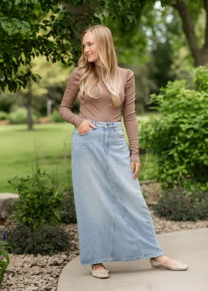 Annalise Light Wash Long Denim Skirt