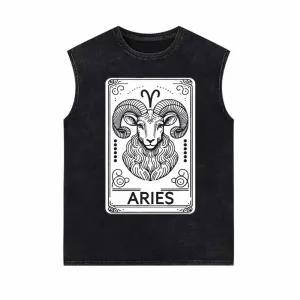 Aries Tarot Card Horoscope Vintage Washed Vest Top