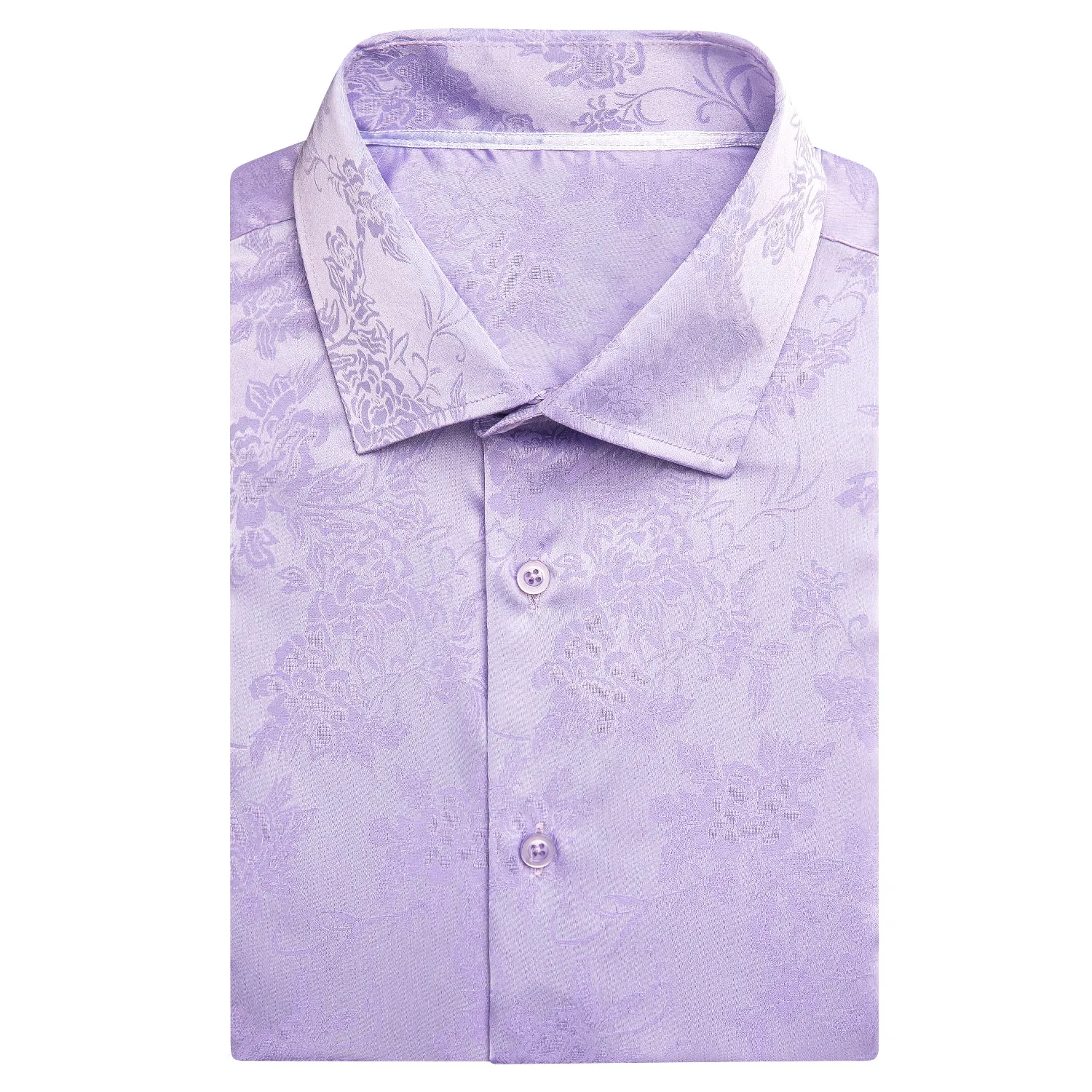 Baby Purple Floral Silk Men's Short Sleeve Shirt