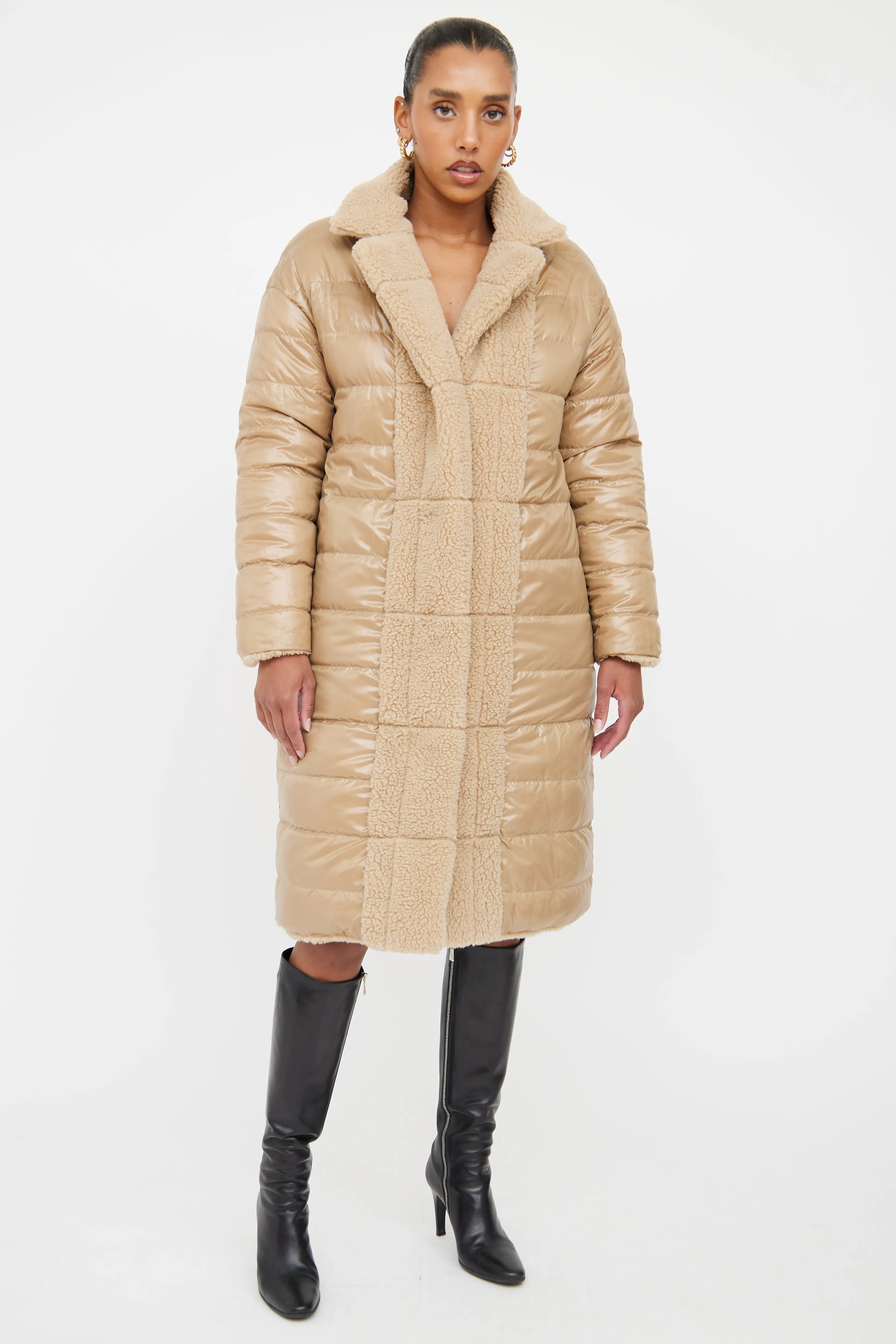 Beige Bagaud Reversible Teddy Puffer Coat