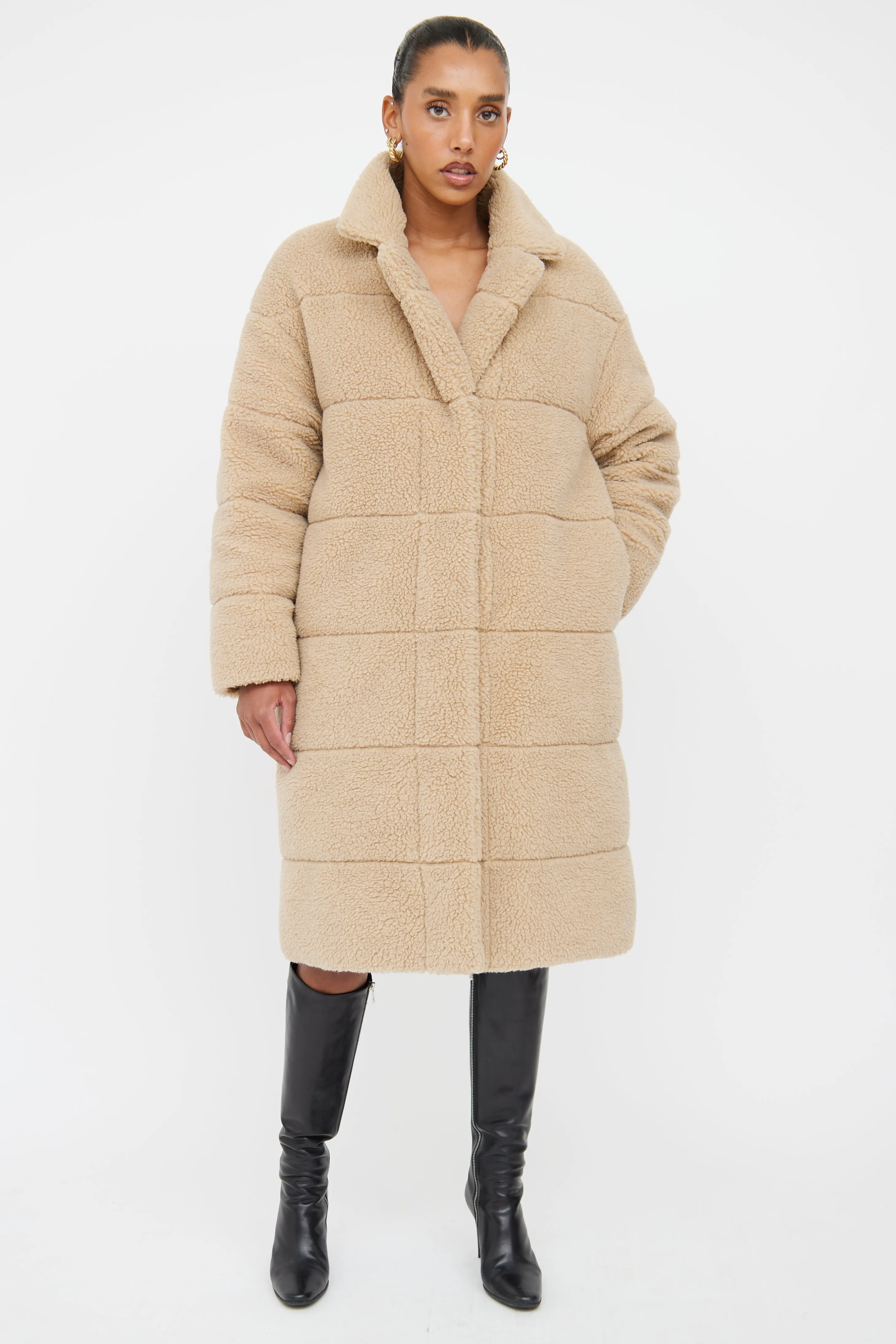 Beige Bagaud Reversible Teddy Puffer Coat