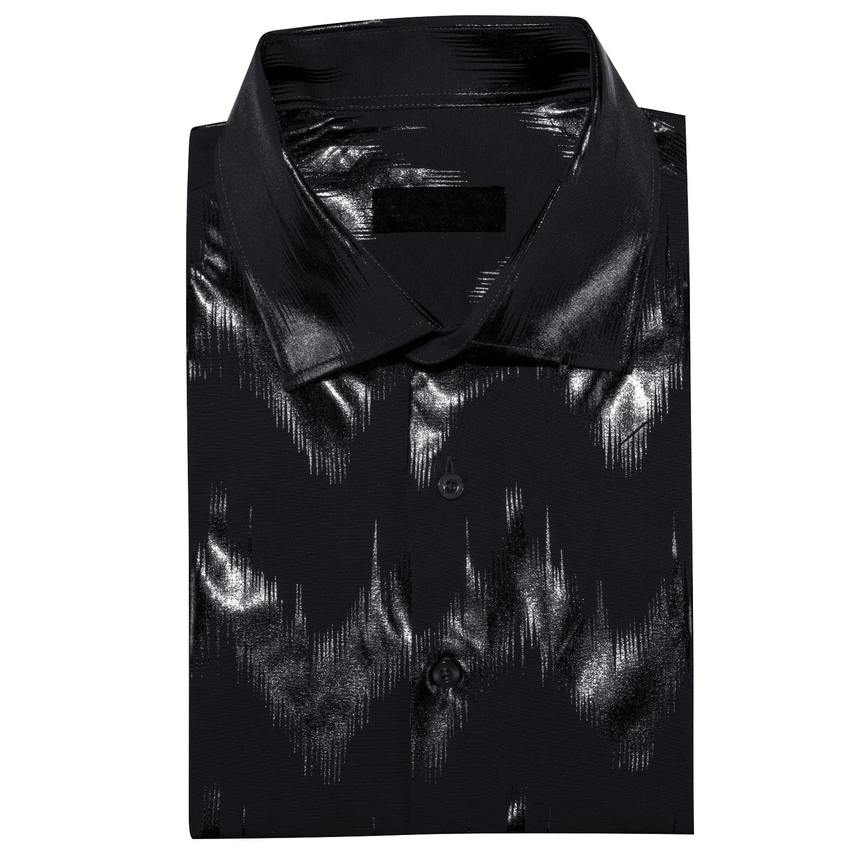 Black Bronzing Printing Novelty Men's Long Sleeve Shirt