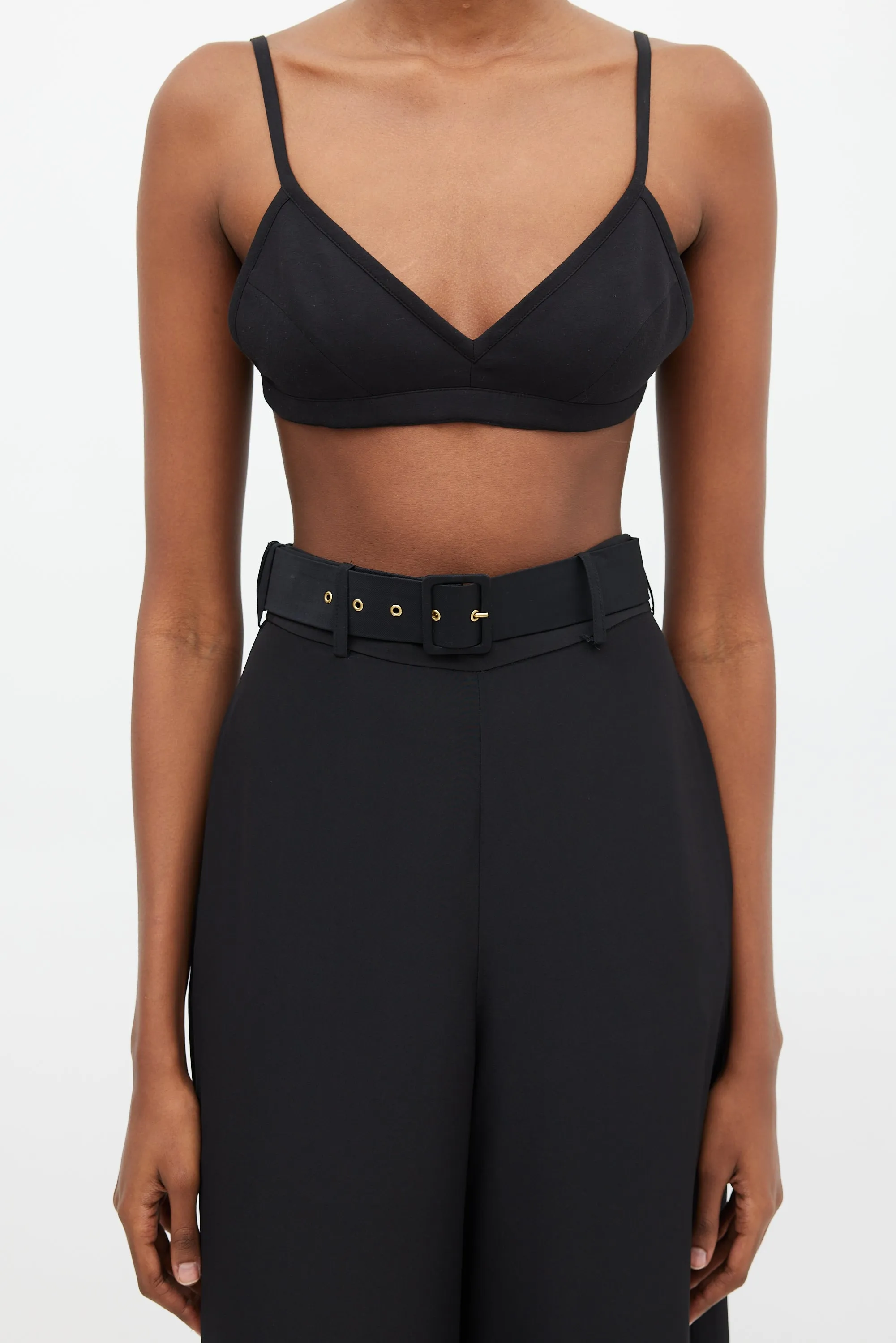 Black High Waist Belted Trouser