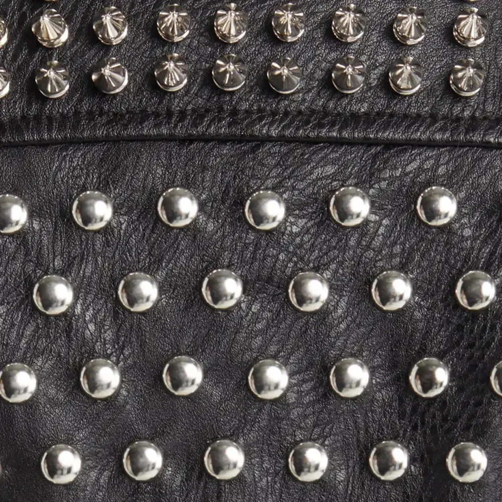 Black Leather Silver Studded Jacket