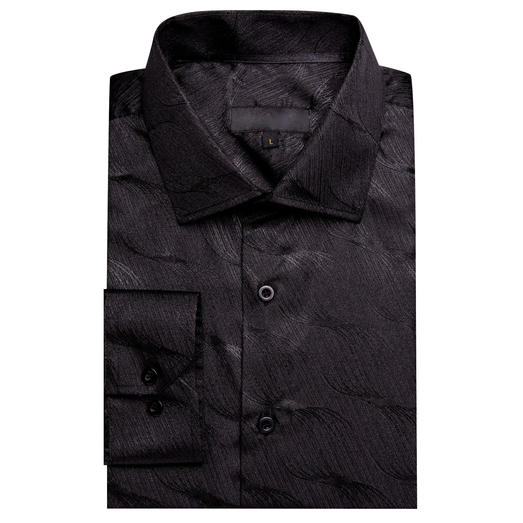 Black Novelty Silk Men's Long Sleeve Shirt