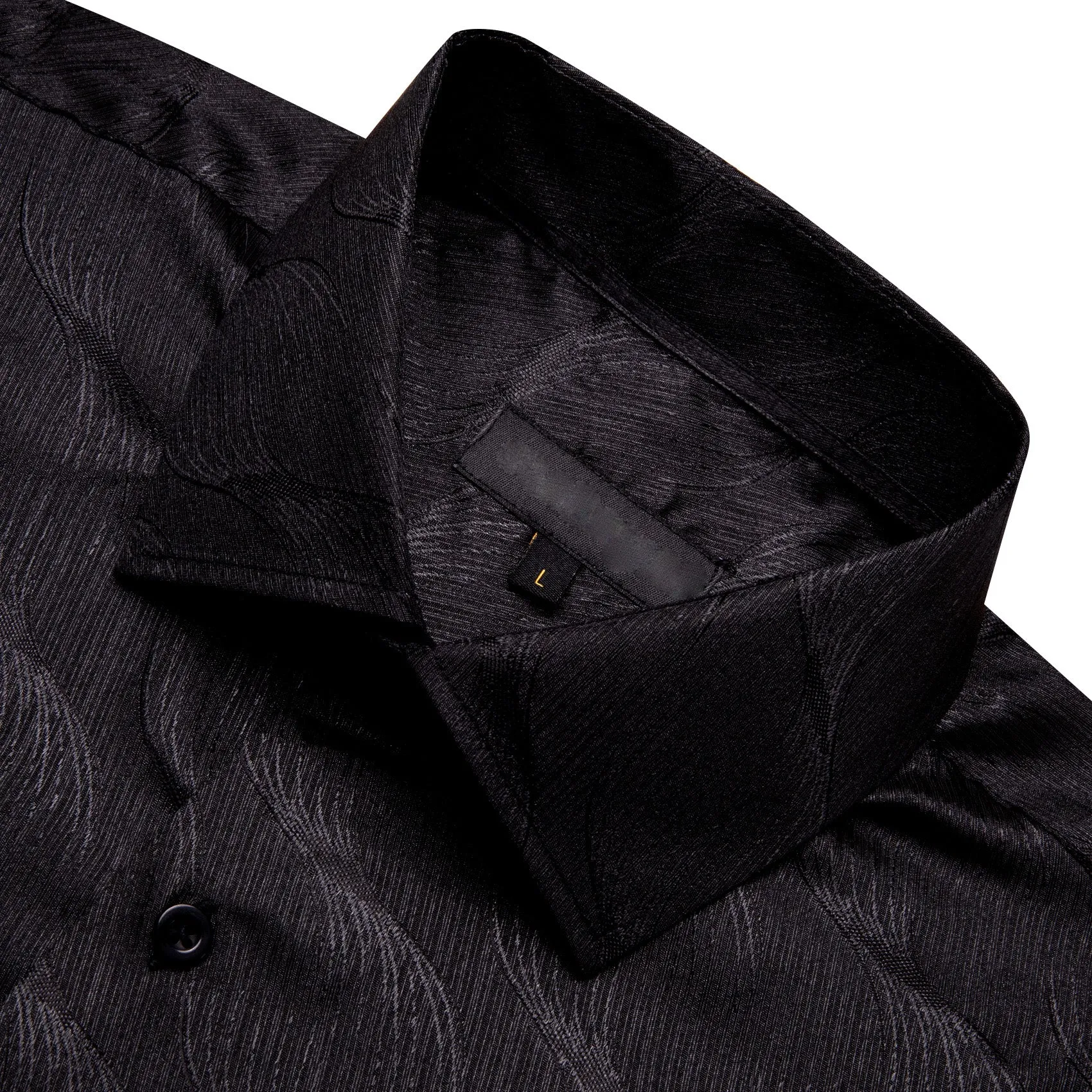 Black Novelty Silk Men's Long Sleeve Shirt