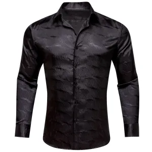 Black Novelty Silk Men's Long Sleeve Shirt