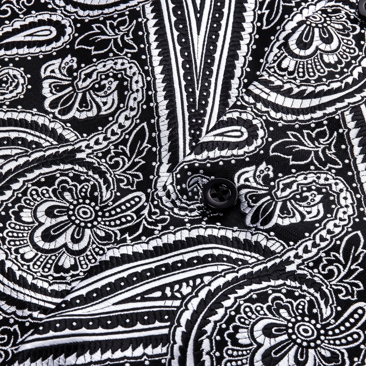 Black Paisley Silk Men's Long Sleeve Shirt