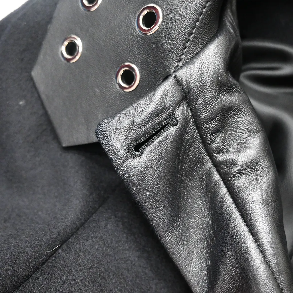 Black Wool-Blend Buckled-Neck Coat