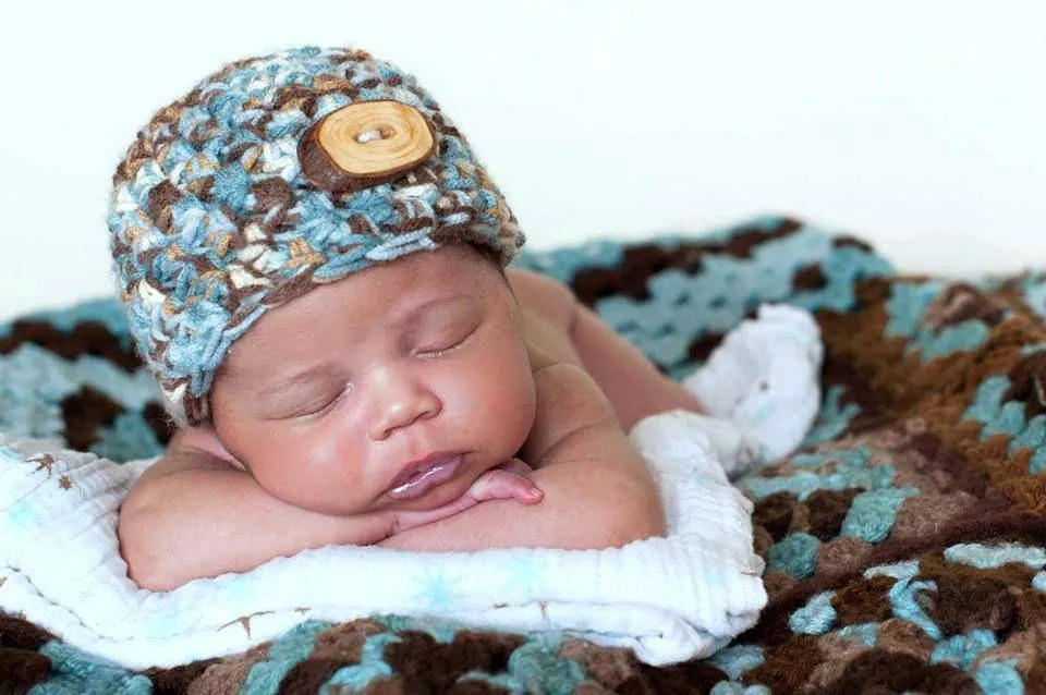 Blue Camo Newborn Hat