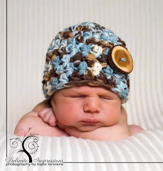 Blue Camo Newborn Hat