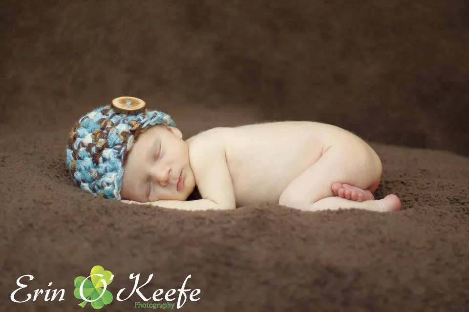 Blue Camo Newborn Hat