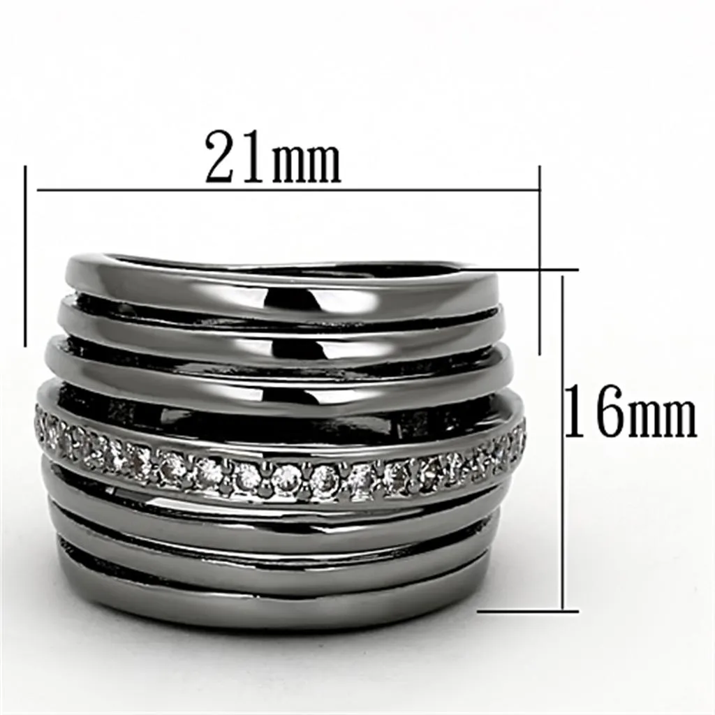 Brass Ring with AAA Grade CZ in Clear for Women Style LOA893