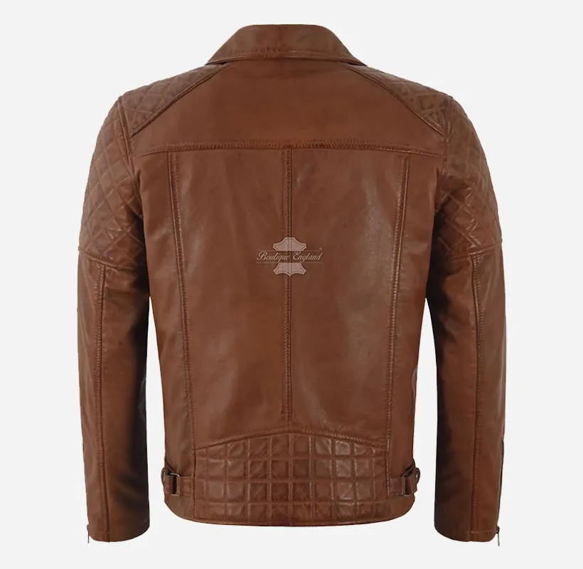 Bridleton Men's Biker Leather Jacket Brando Jacket Without Belt