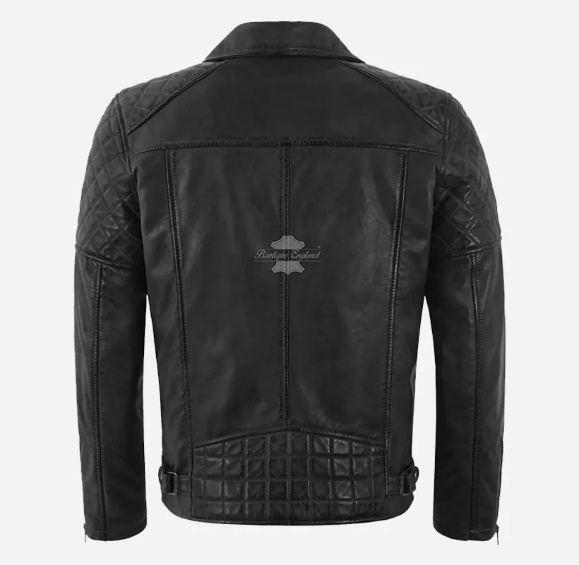 Bridleton Men's Biker Leather Jacket Brando Jacket Without Belt