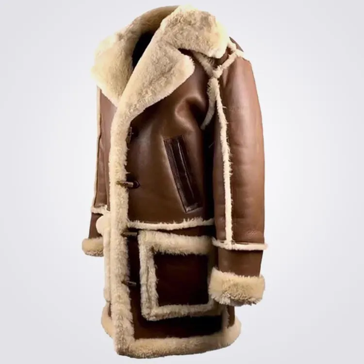 Brown Overcoat With Faux Shearling