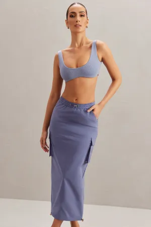 Cargo Maxi Skirt in Dusty Blue