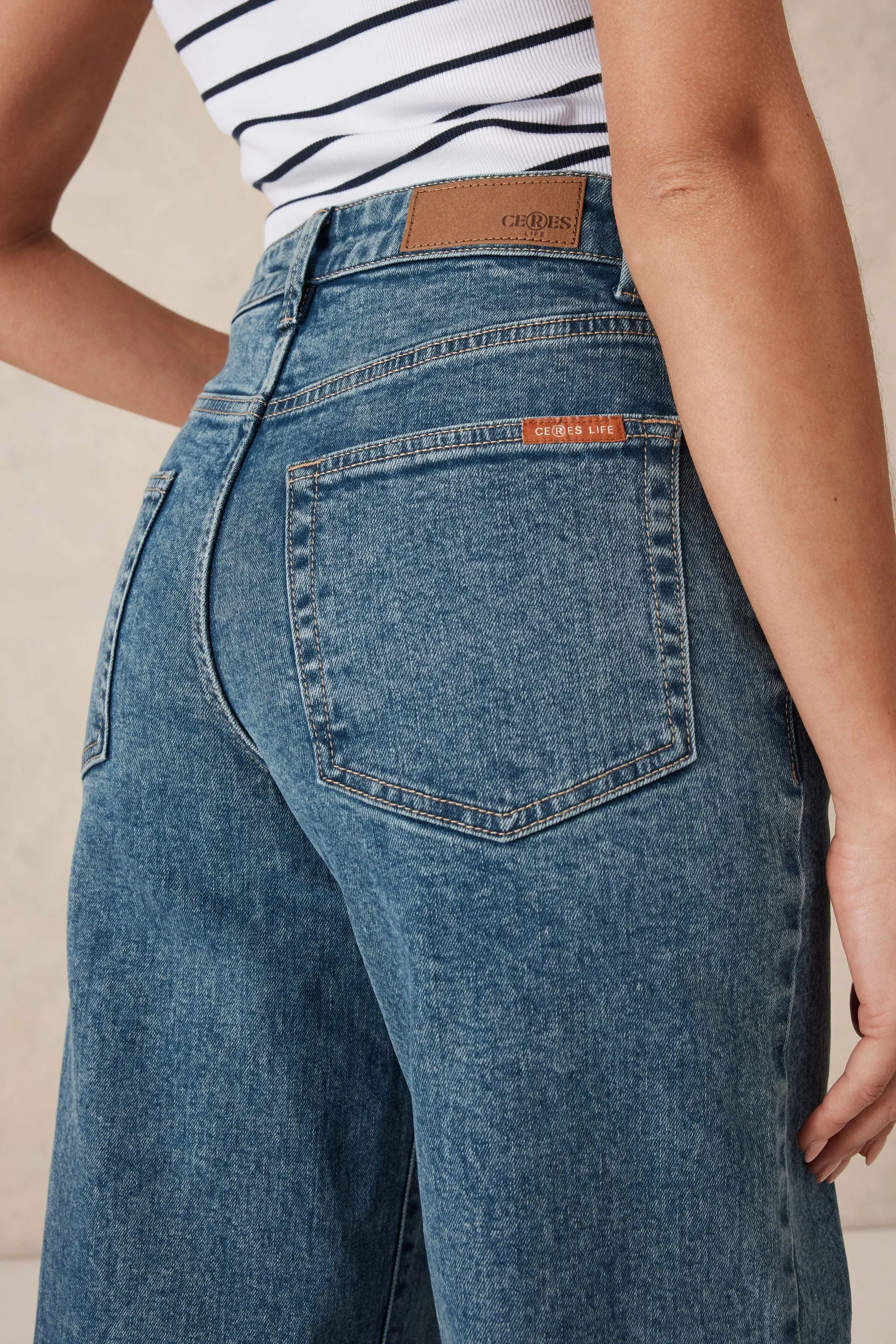 Ceres Life | Core Wide Leg Jean - Fresh Indigo