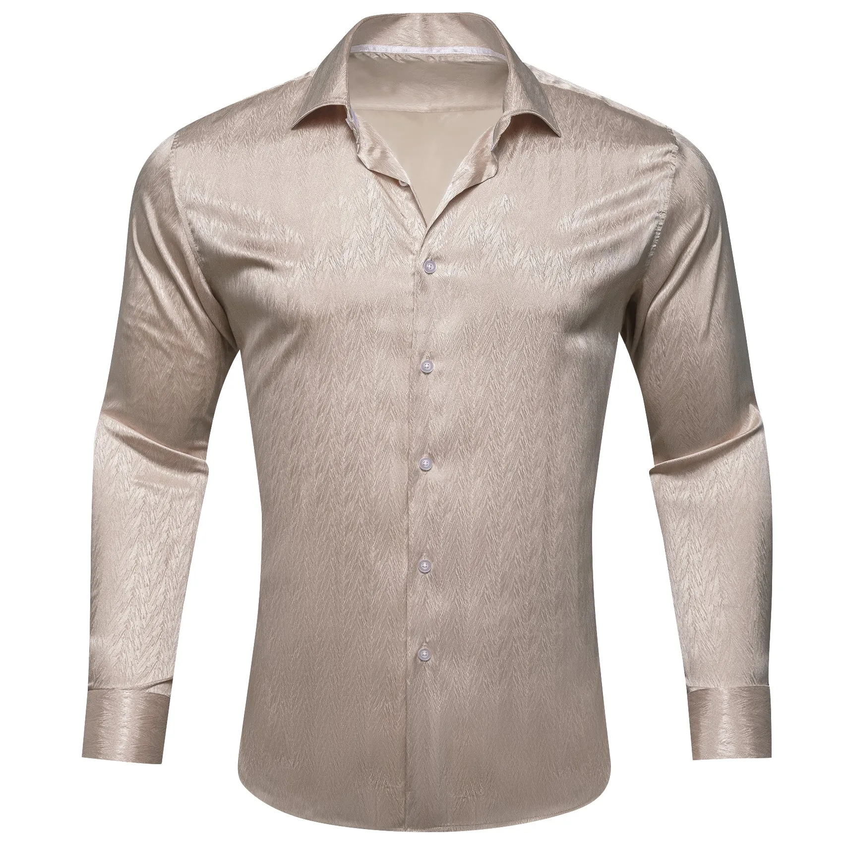 Champagne Novelty Silk Men's Long Sleeve Shirt