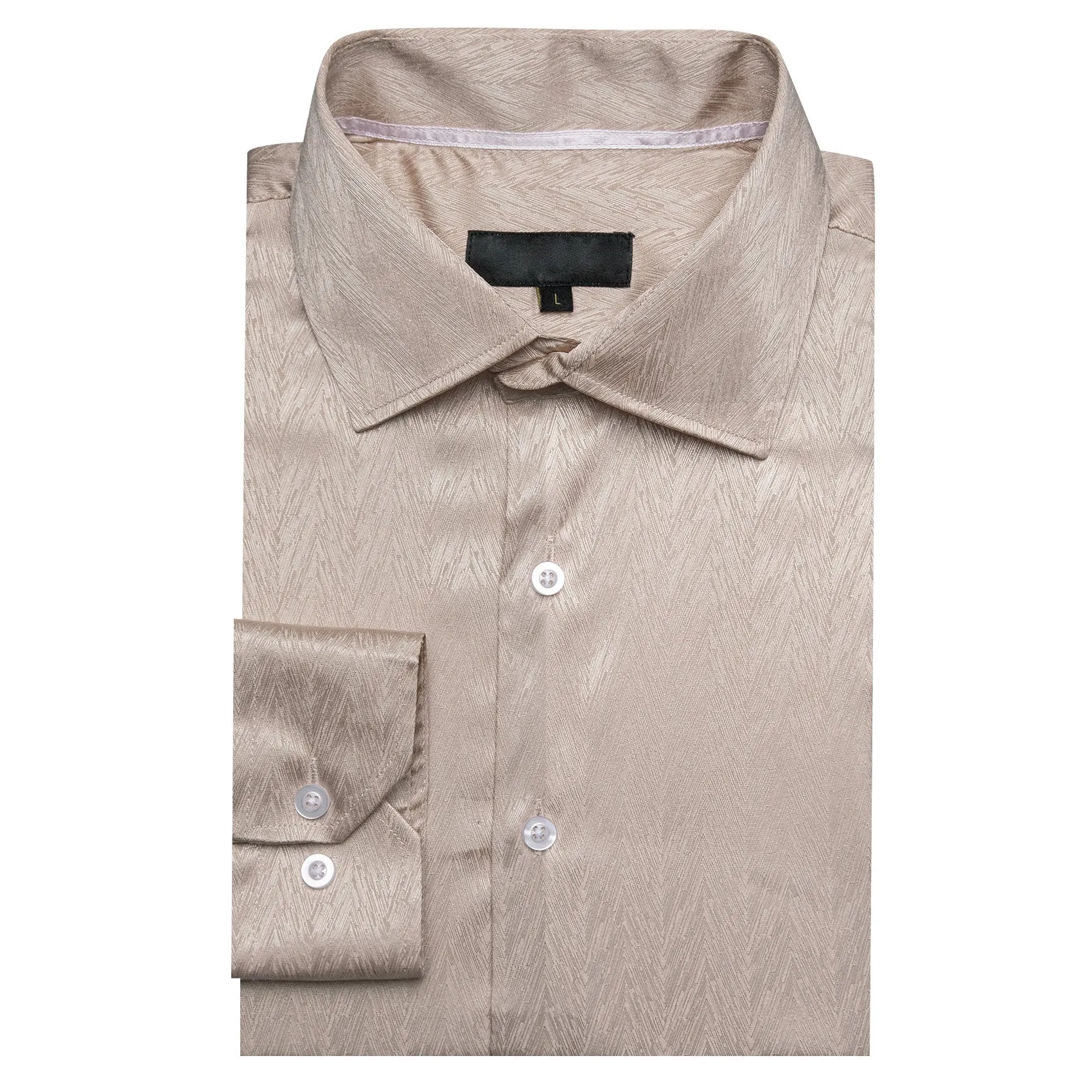 Champagne Novelty Silk Men's Long Sleeve Shirt