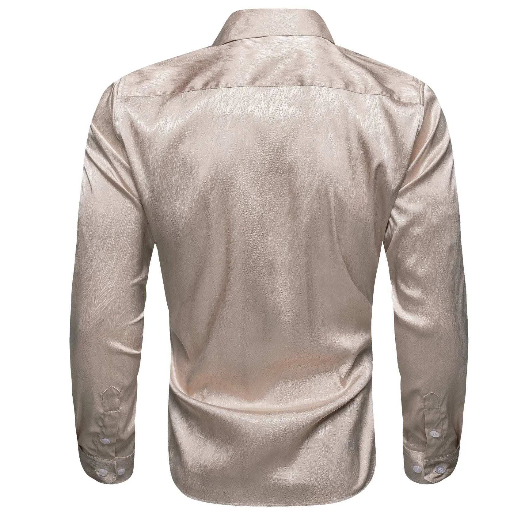 Champagne Novelty Silk Men's Long Sleeve Shirt