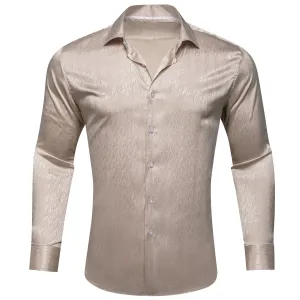 Champagne Novelty Silk Men's Long Sleeve Shirt