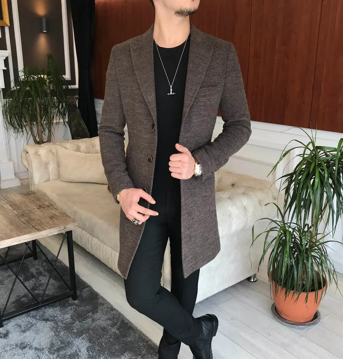 Charleston Brown Wool Blend Over Coat by Italian Vega®