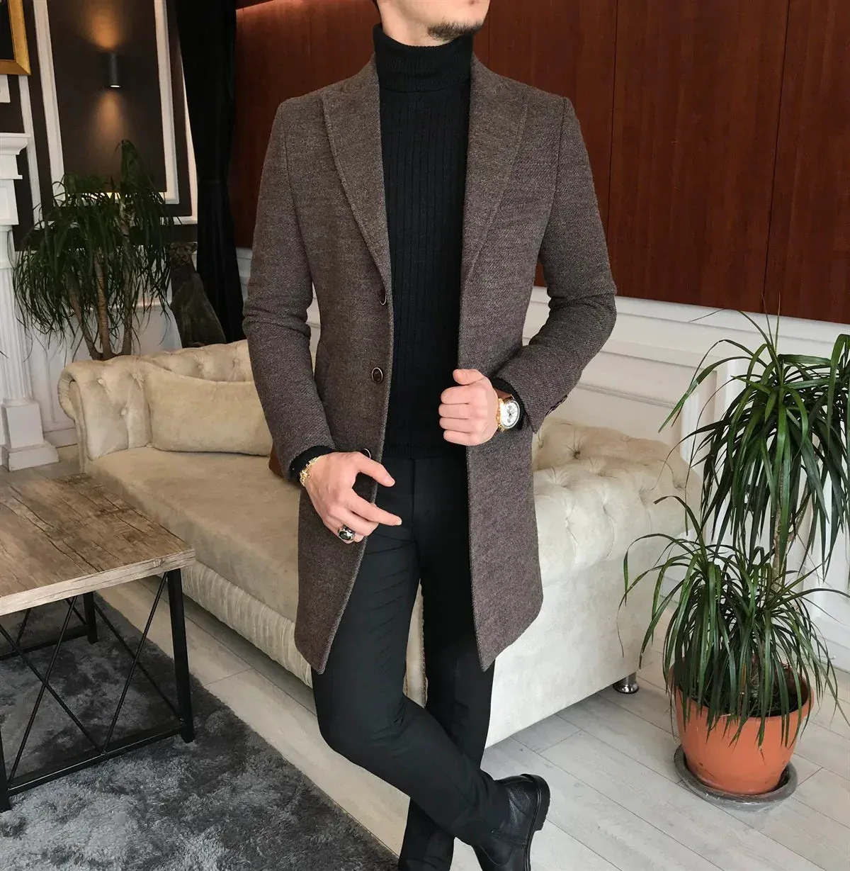 Charleston Brown Wool Blend Over Coat by Italian Vega®