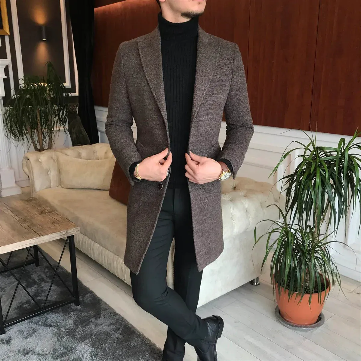 Charleston Brown Wool Blend Over Coat by Italian Vega®