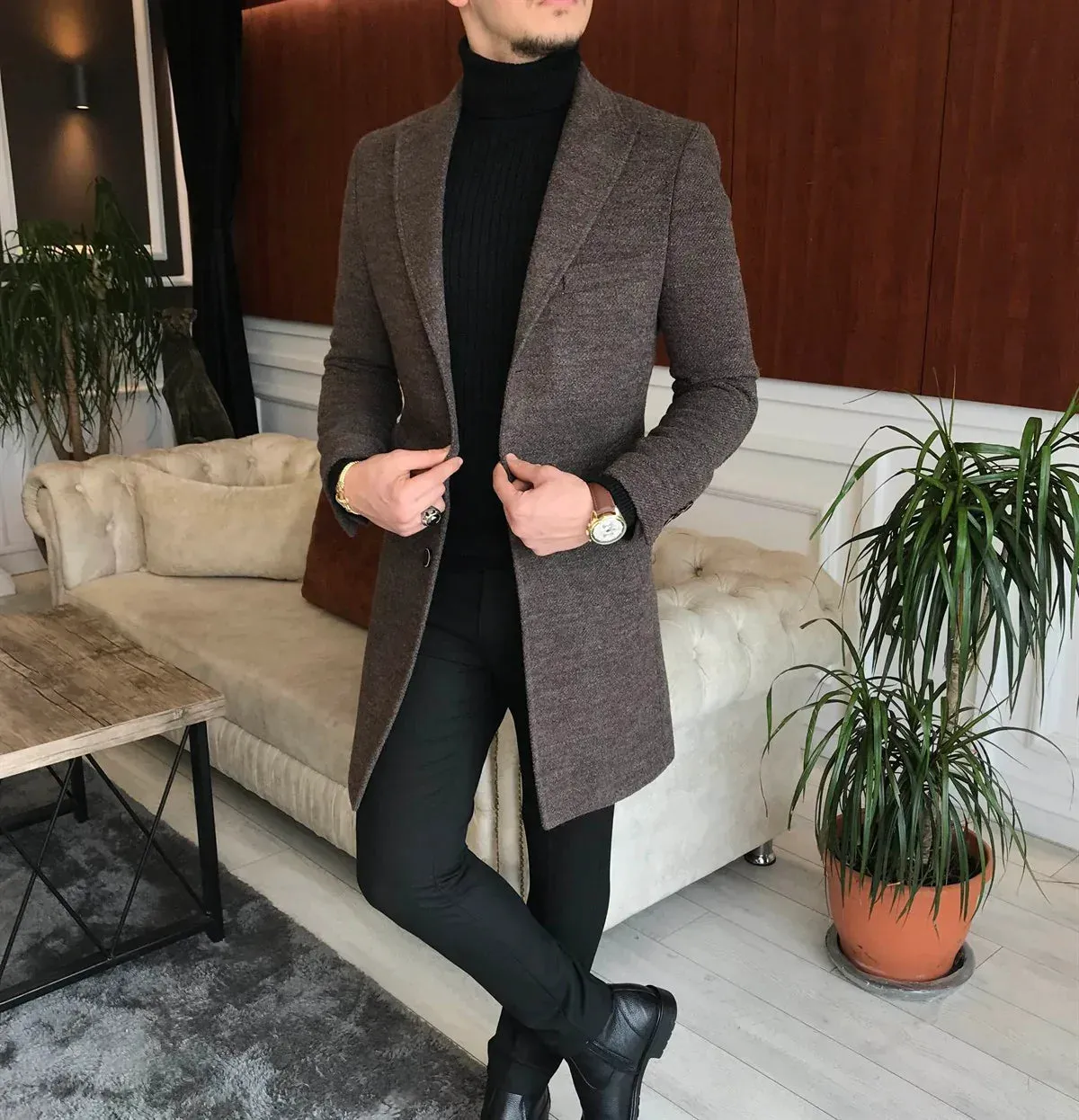 Charleston Brown Wool Blend Over Coat by Italian Vega®