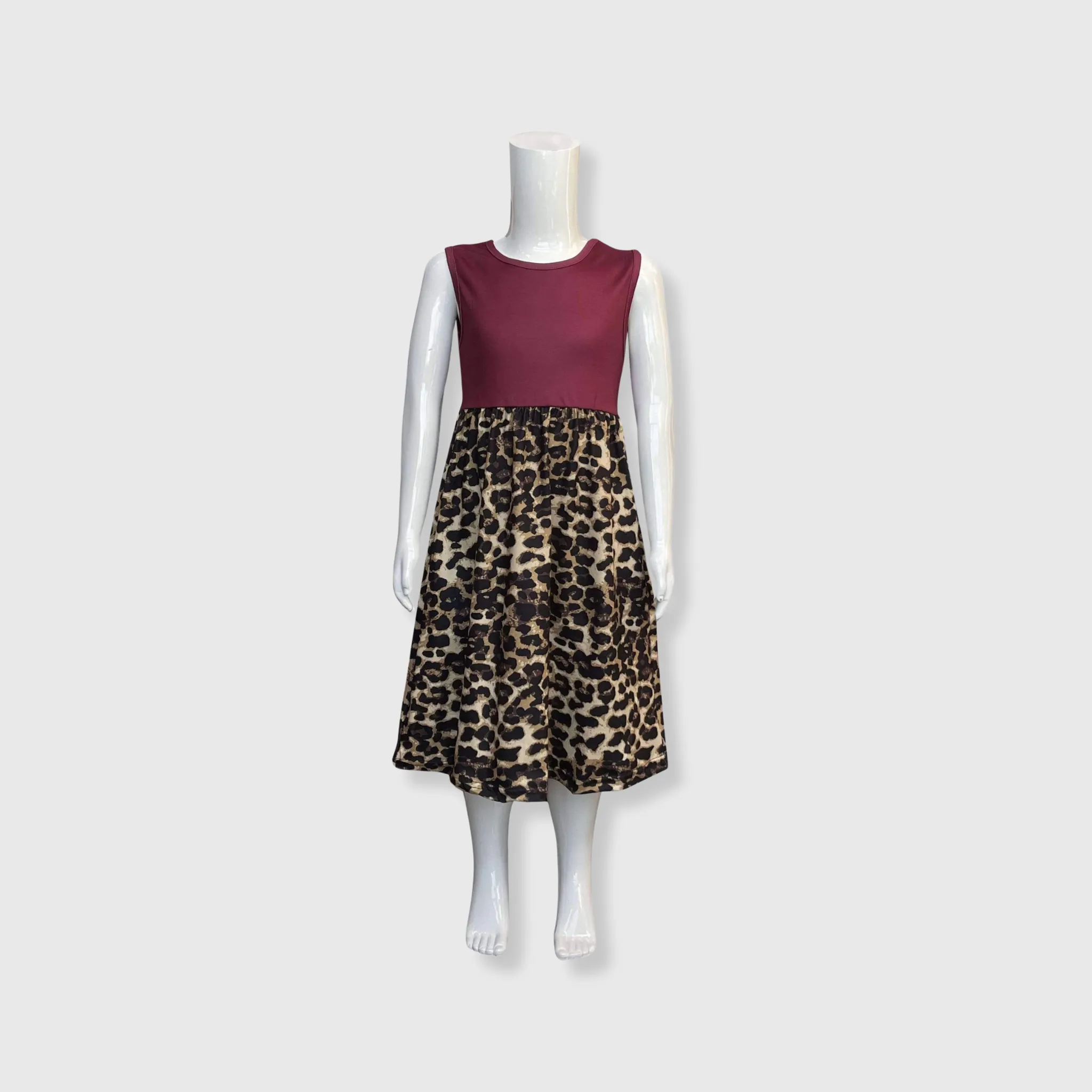 Cheetah Maroon Maxi Dress Kids