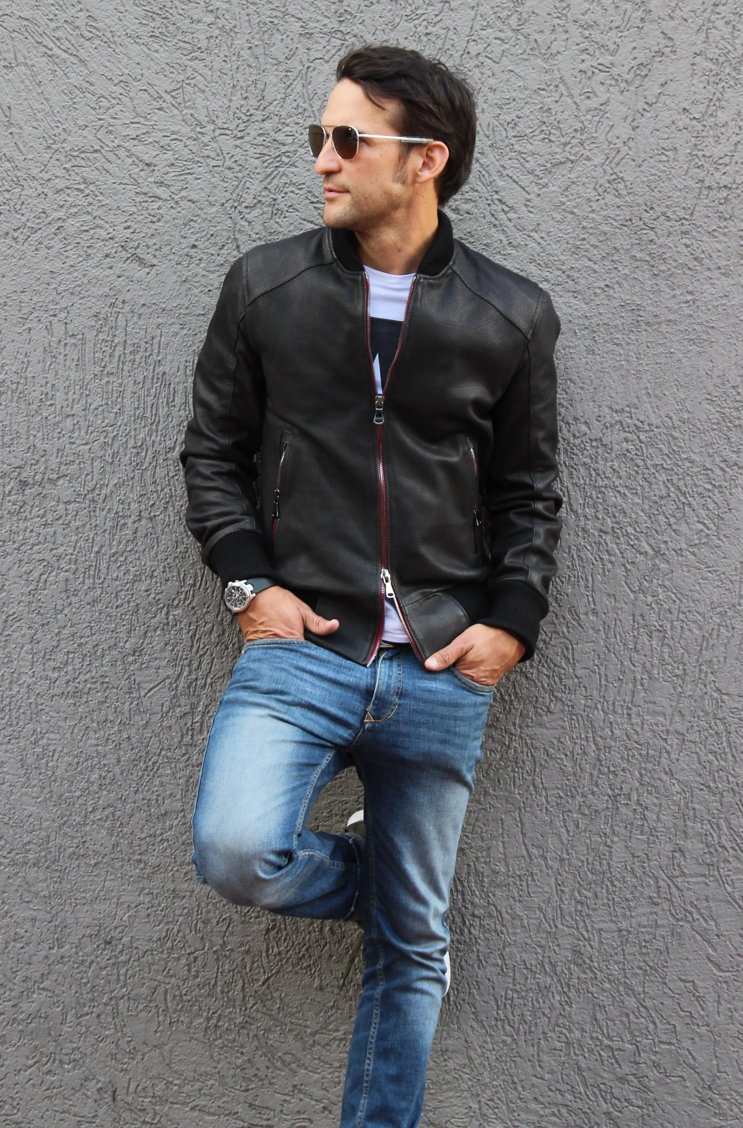 COSMO Leather Jacket Bomber lightweight - Perforated -