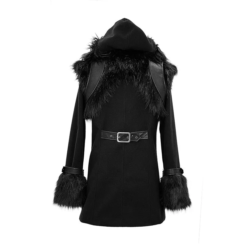 CT129 winter men cape collar punk long coat with fur