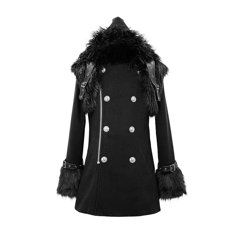 CT129 winter men cape collar punk long coat with fur