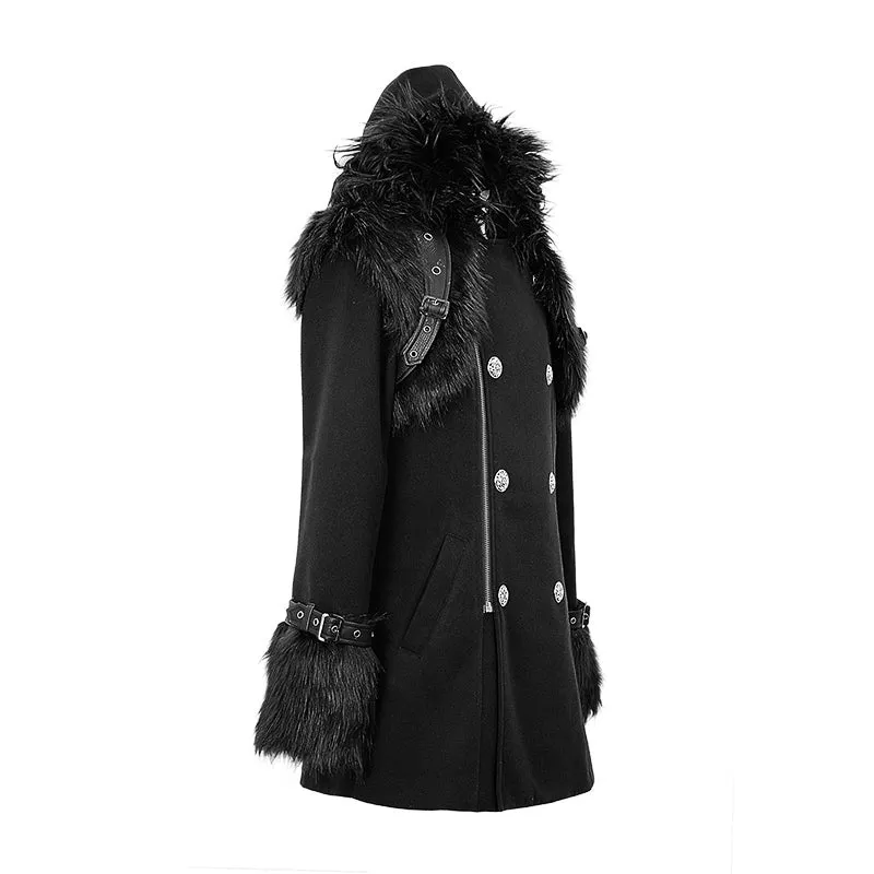 CT129 winter men cape collar punk long coat with fur