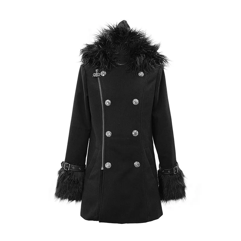 CT129 winter men cape collar punk long coat with fur