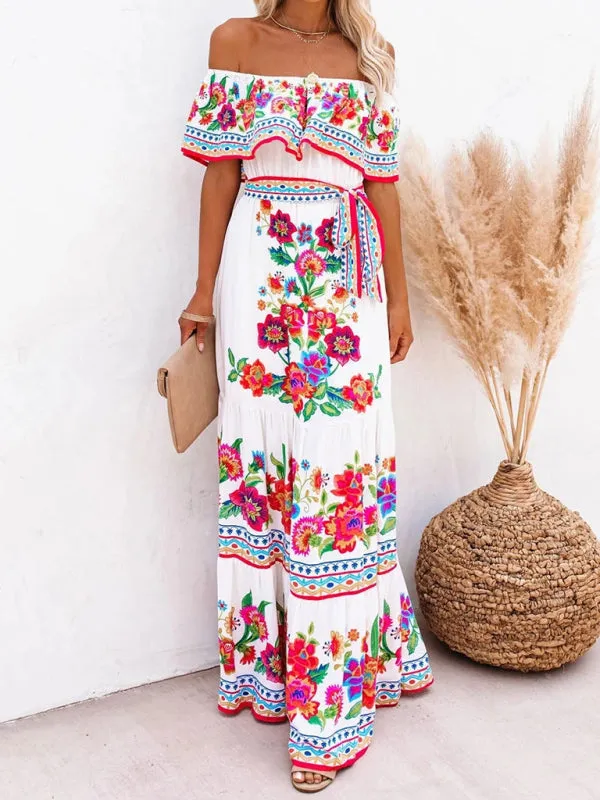 Dahlia Embroidered Floral Off-the-Shoulder Maxi Dress