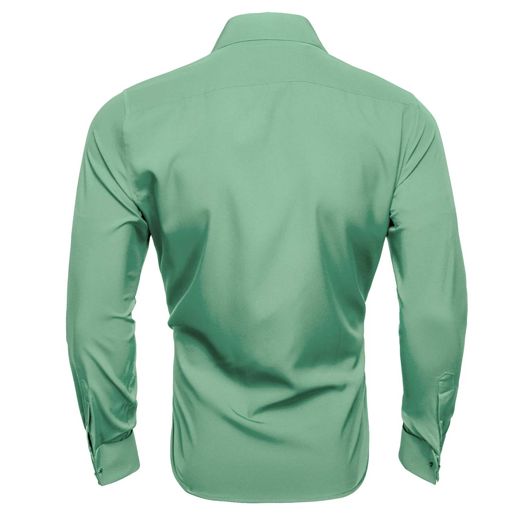 Dark Sea Green Solid Woven Men's Long Sleeve Shirt