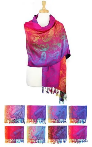 DB061 Color Asst Rainbow Pashmina Scarf 12pc Pack