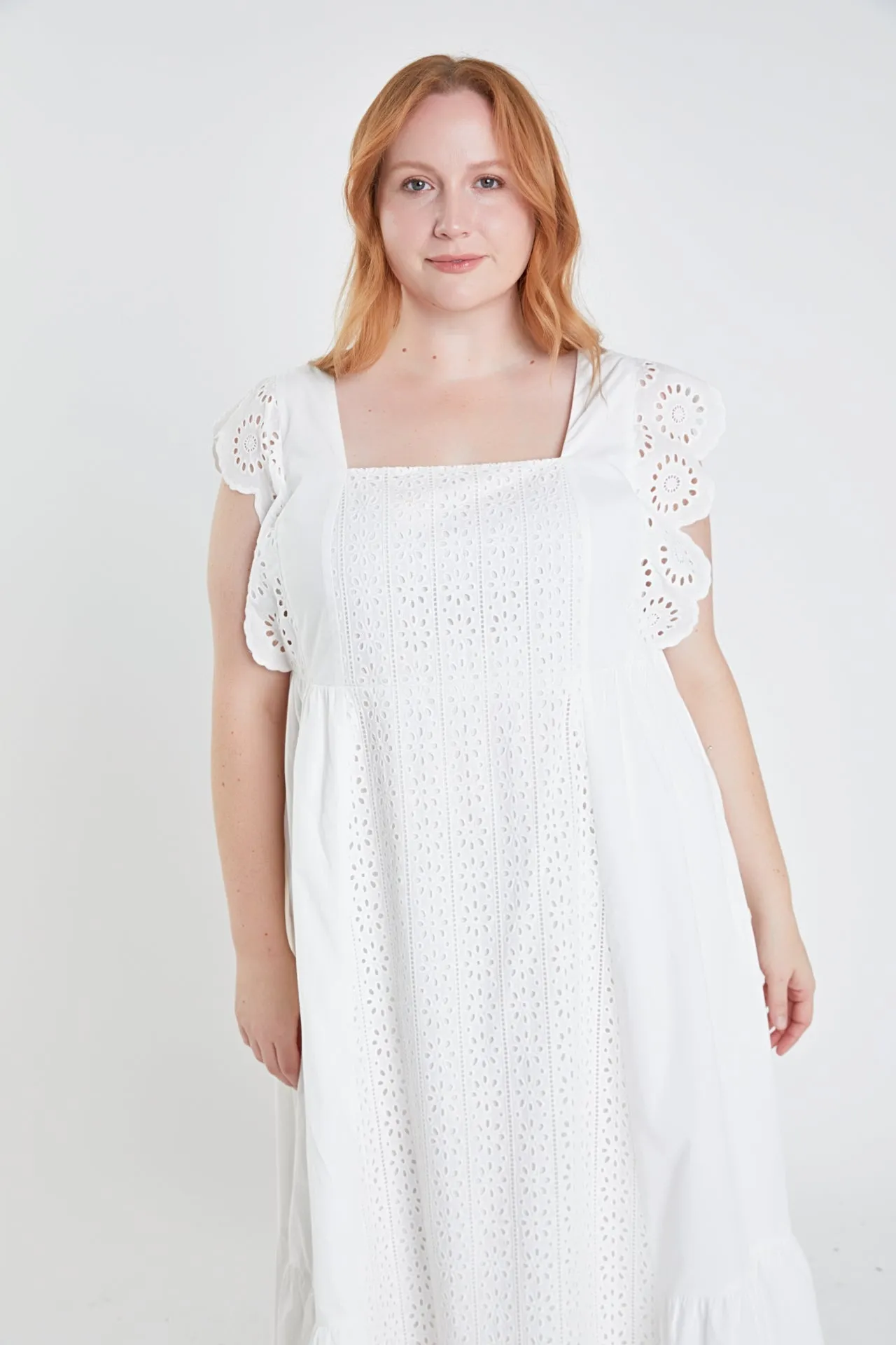 English Factory - Plus Size Eyelet Maxi Dress