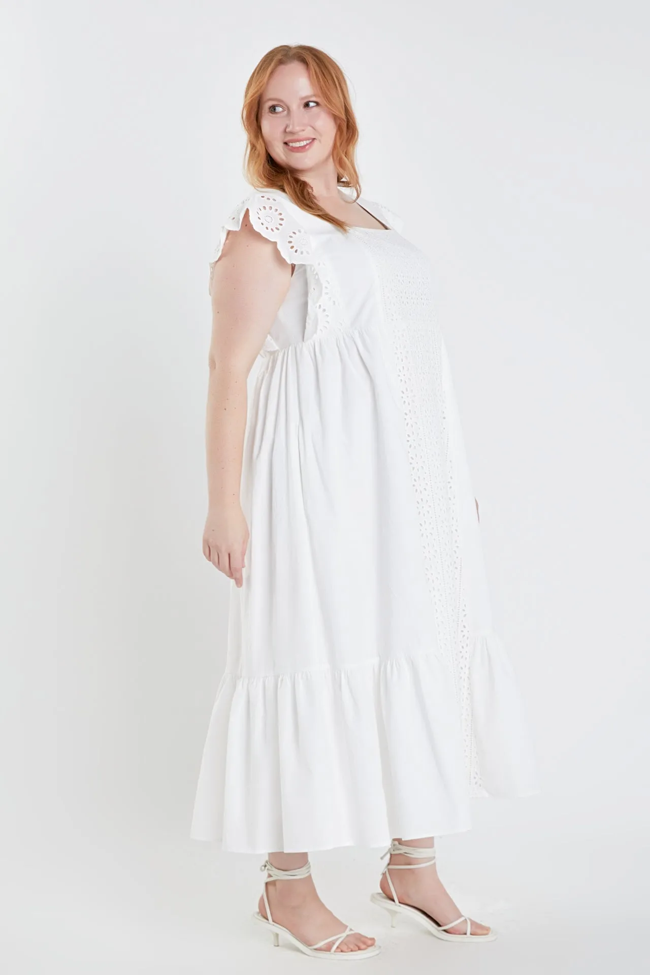 English Factory - Plus Size Eyelet Maxi Dress