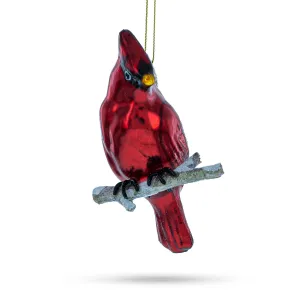 Exquisite Hand-painted Cardinal On Branch - Premium Blown Glass Christmas Ornament