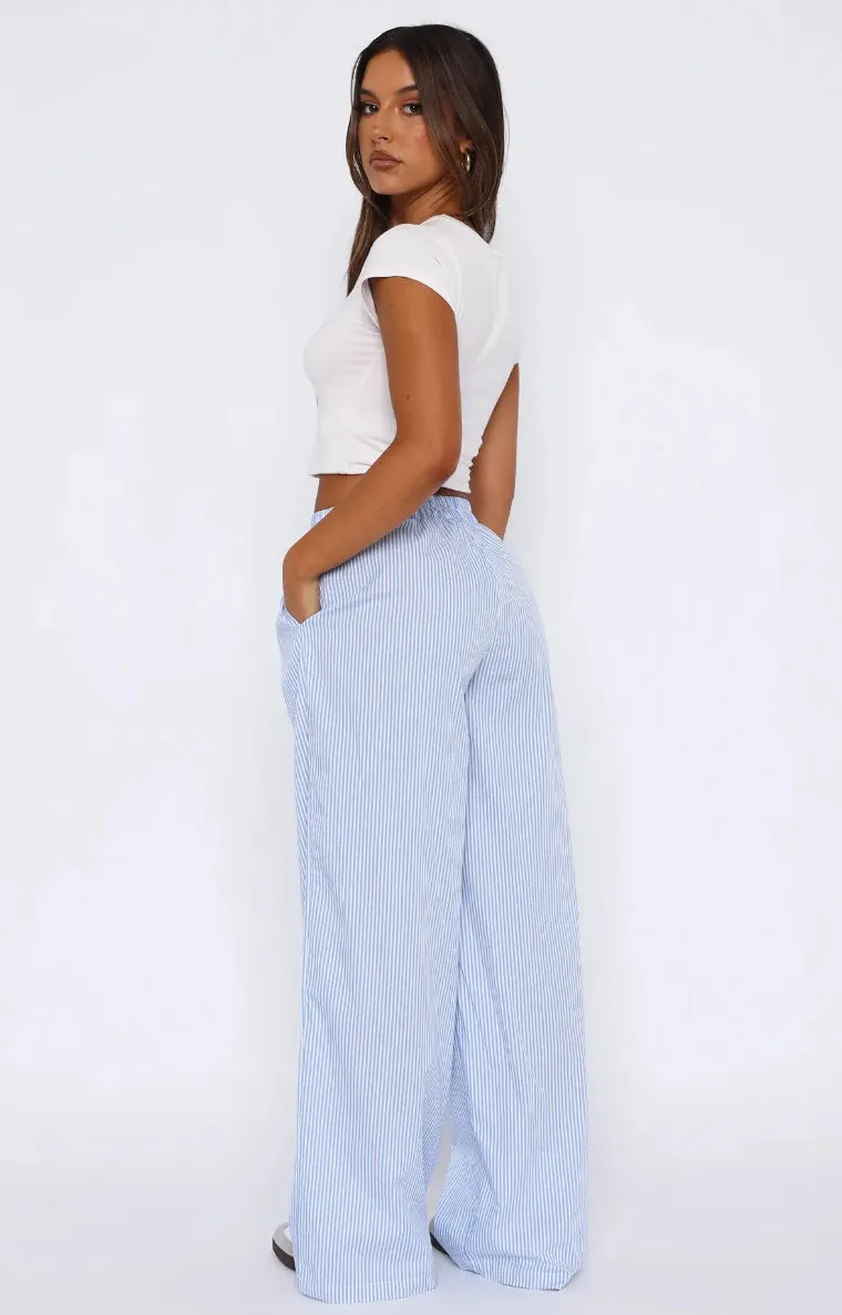 Fashion Casual Striped Trousers Striped Printed Wide Leg Trousers