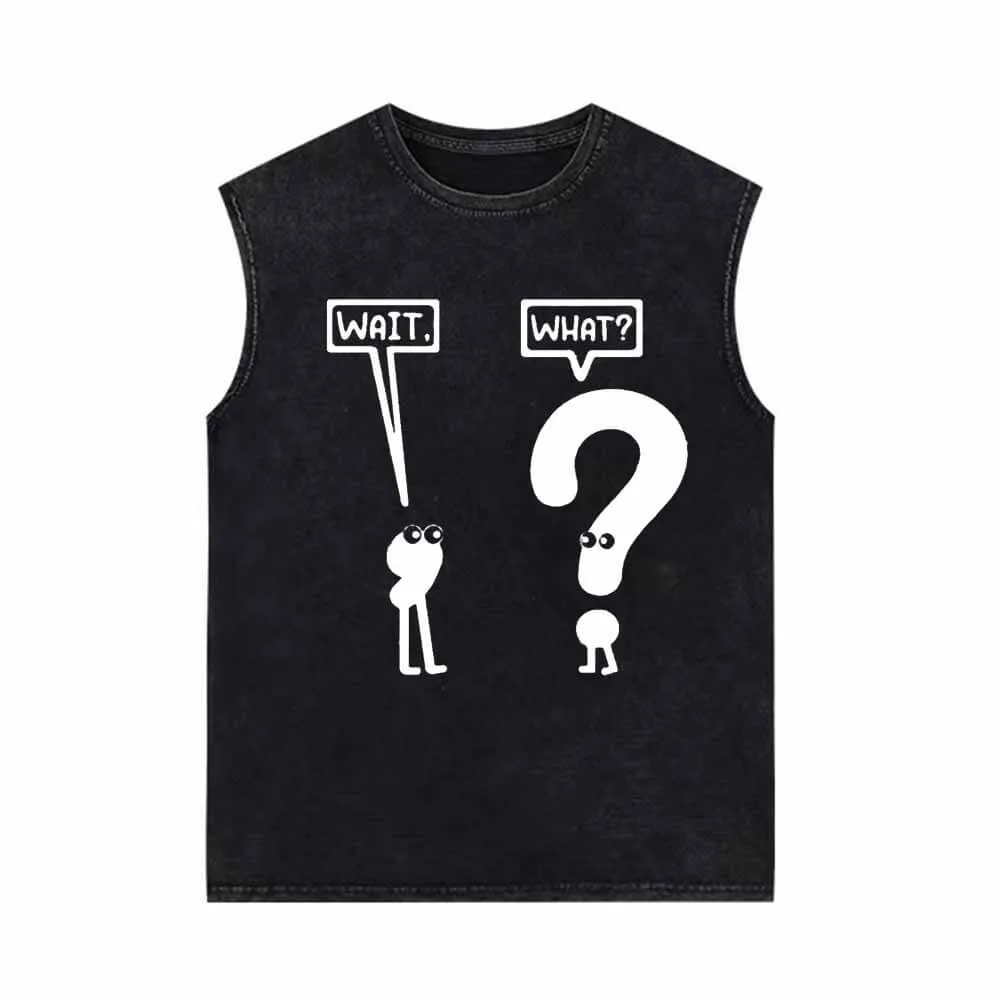 Funny Wait And What Vintage Washed Vest Top