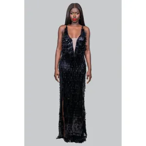 GAIA Black  Maxi Sequin Dress